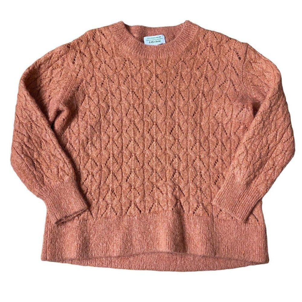 & Other Stories Sweater Mohair Wool Blend Pointelle Knit Fuzzy